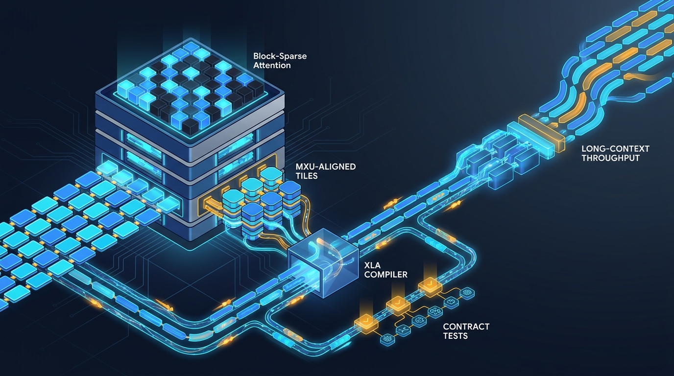 Block-sparse attention on TPU v6e: block masks, MXU-friendly tiles, and stable contracts