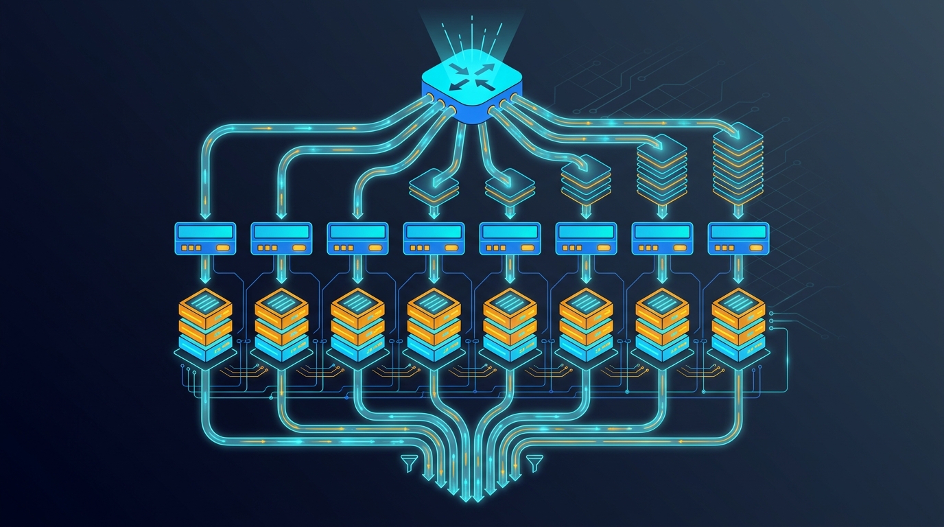 Serving the eight: router, per-specialist scheduler, and the KV layout that keeps them honest